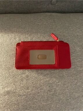 Red Zip Card leather Wallet with ID Window
